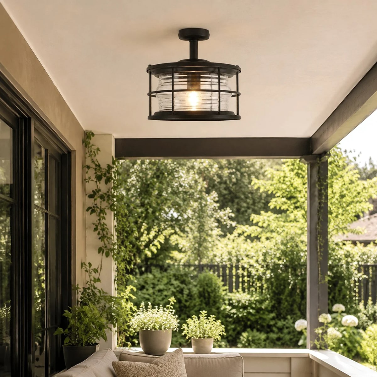 Outdoor Glass Ceiling Lantern | Souliia