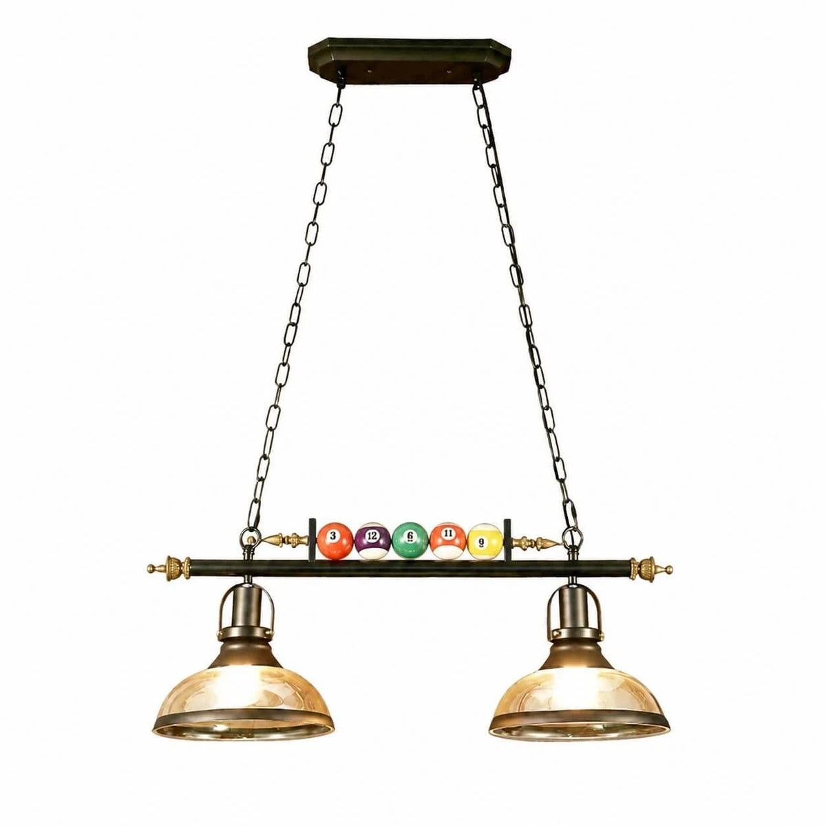 Vintage Industrial Billiard Pendant Light with Glass or Iron Shades | Souliia