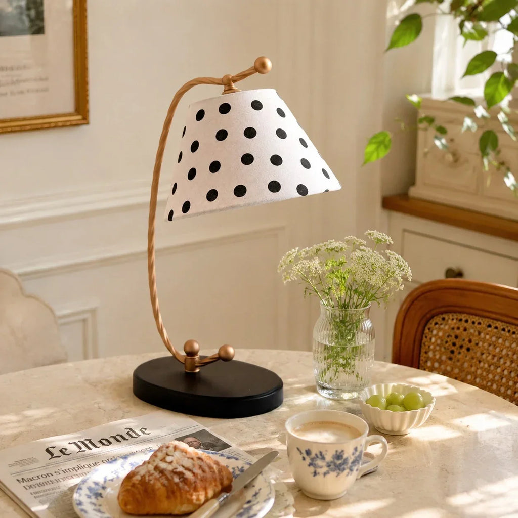 Retro Black and White Polka Dot Table Lamp | Souliia
