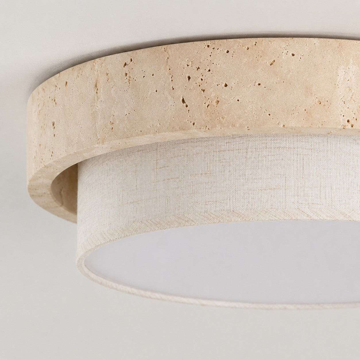Travertine Fabric Flush Mount Ceiling Light | Souliia