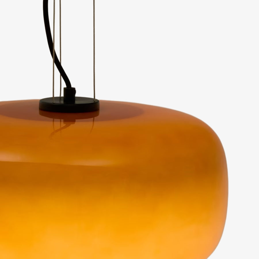 Lunorae Rounded Glass Pendant Lamp - Modern Sculptural Lighting for Living Room | Souliia