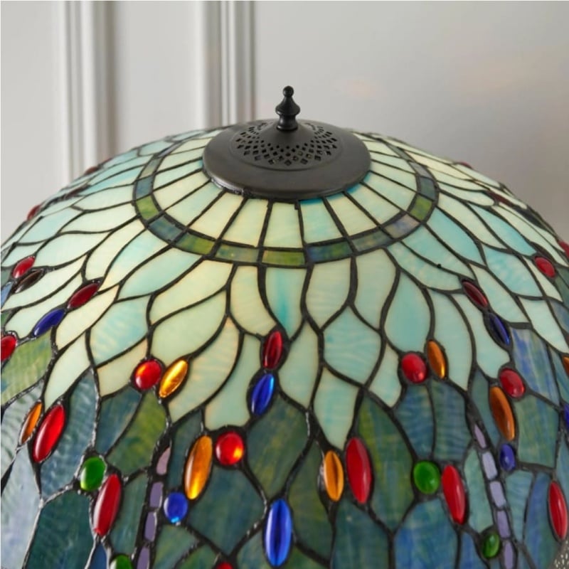 TiffStar Kunstglas Stehleuchte mit Ornamentmuster-Schirm – Stehlampe für Wohnzimmer | Souliia