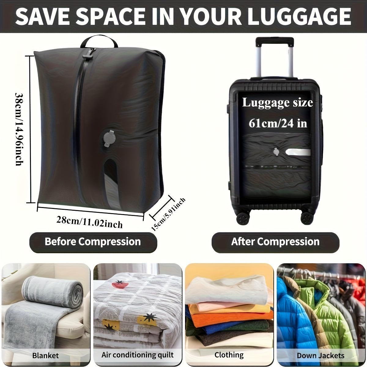 CompressPack Reusable Vacuum Storage Bags — Secure Zip-Seal Compression Sacks