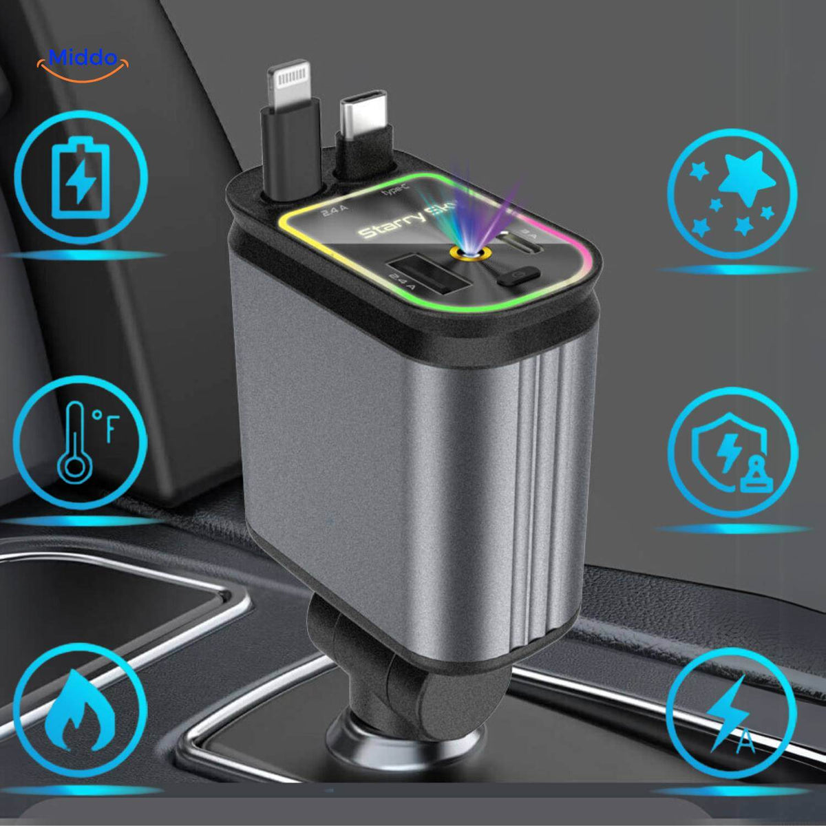 VoltAura — Charge Four Devices Fast & Light Up Your Night Drive Sky - Souliia