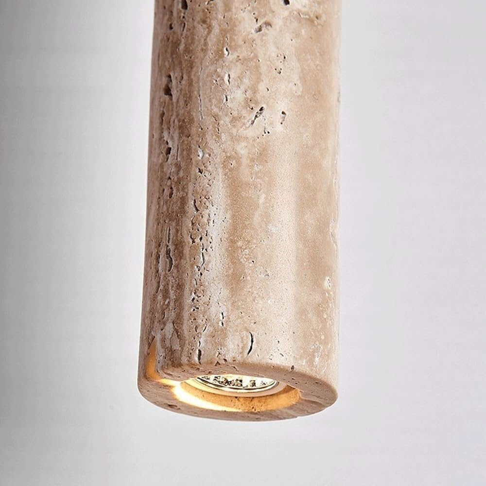 Marbled Travertine Cylinder Modern Pendant Light | Souliia