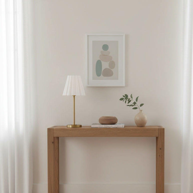 Ruffmeto Transitional Slim Table Lamp – Sculptural Shade Lighting for Living Room or Bedroom | Souliia