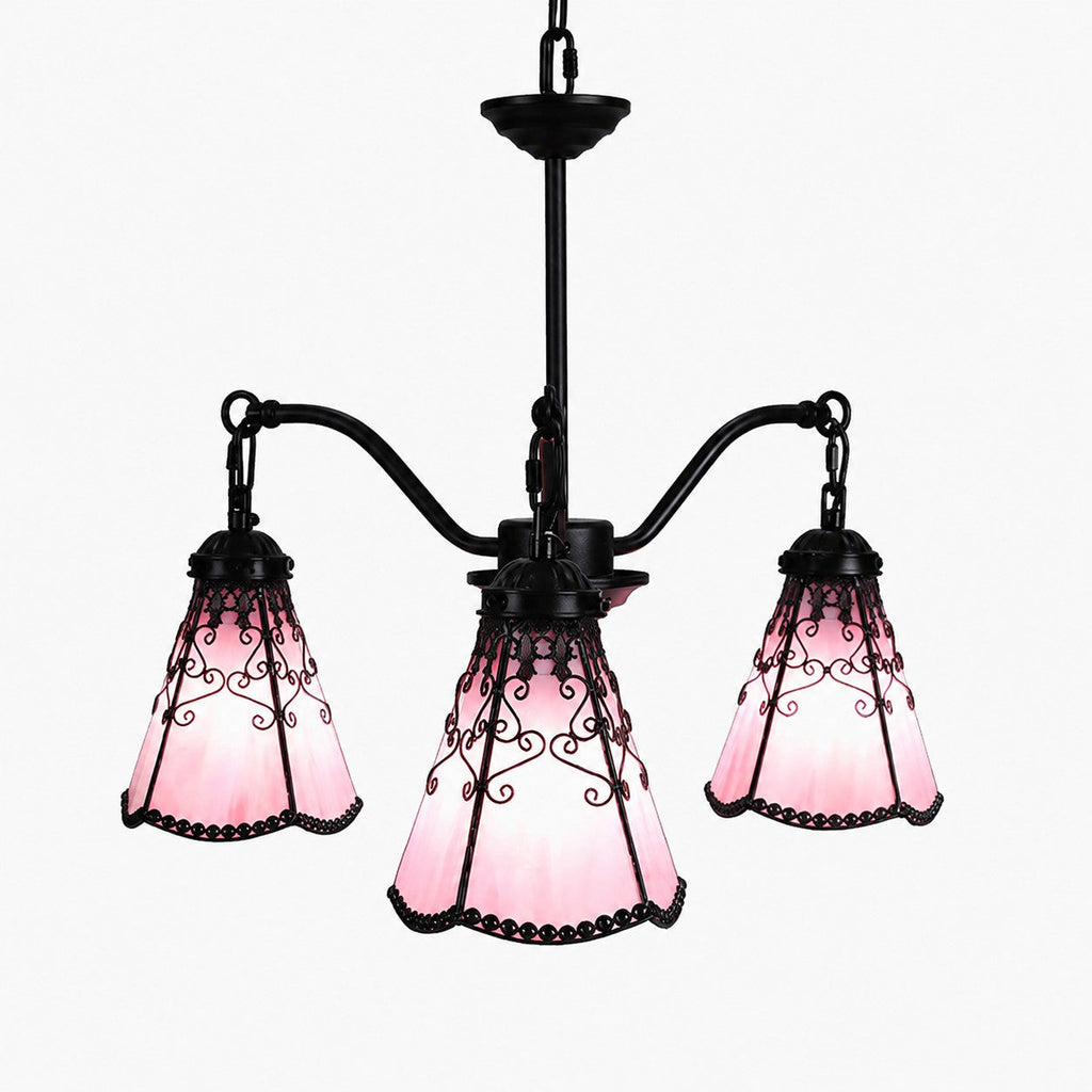 Tiffany-Style 3-Light Glass Pendant Chandelier | Souliia