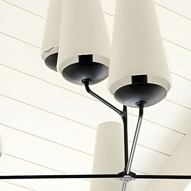 Rowan Tiered vertical Multi-Head Chandelier - Modern Metal and Fabric for Living Rooms and Foyer | Souliia