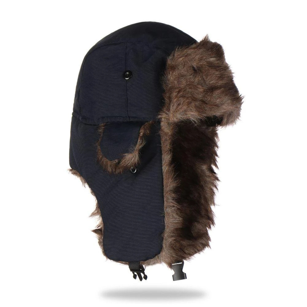 Cappello da sci aviator in ecopelliccia soffice — Copertura invernale completa con paraorecchie