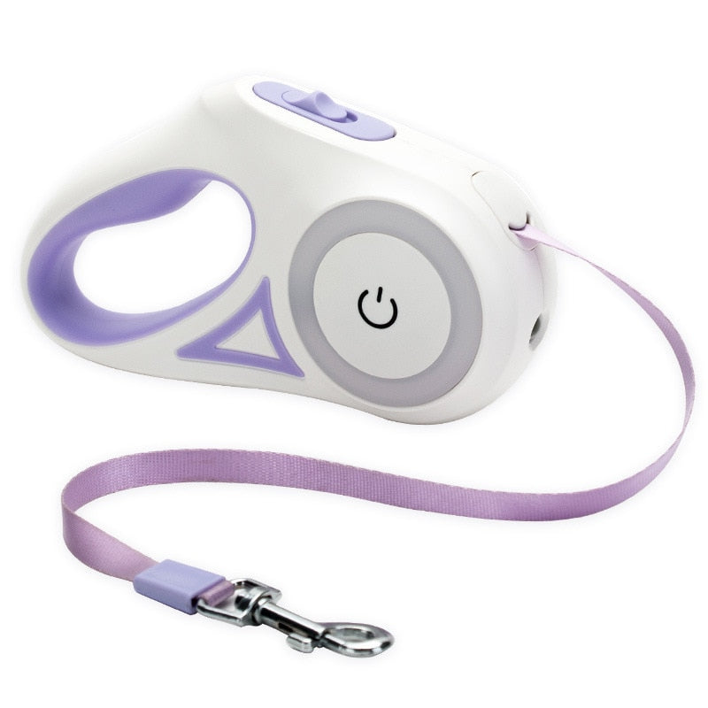 Retractable LED Dog Leash with Built-In Walking Light