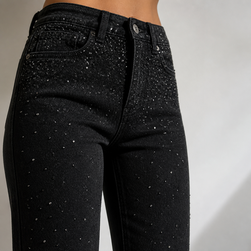 VivaShine Straight Jeans — Shine Bright and Own Every Glance with Effortless Glamour - Souliia