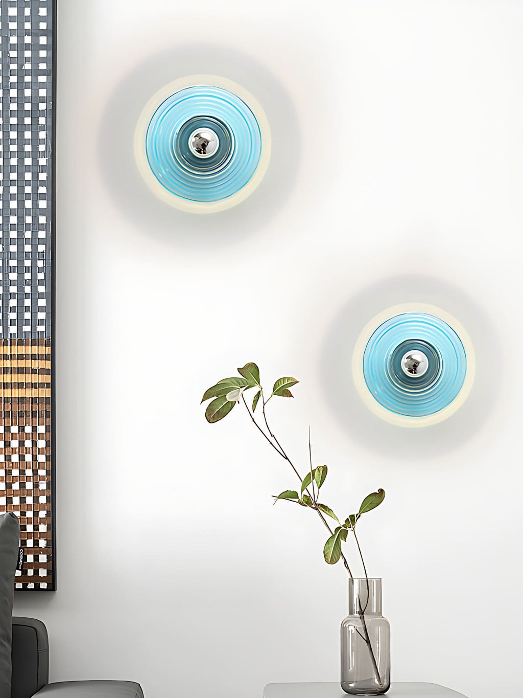 Ribbed Glass Sconce – Modern Disc Wall Light for Bedroom | Souliia