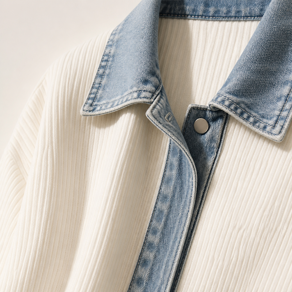 Veste en jean tricotée Zephyra — Bougez librement et affichez un style naturellement élégant toute la journée - Souliia
