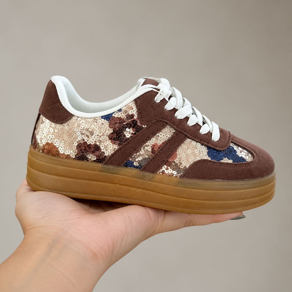 RadianceStride Brown Sneakers — Ignite Your Style with Unmatched Comfort and Subtle Glamour - Souliia