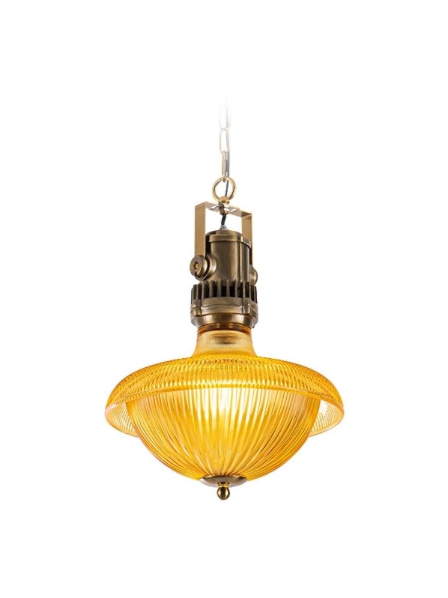 Ribbed Glass Pendant Light - Contemporary Brass and Glass Pendant for Kitchen and Living Room | Souliia
