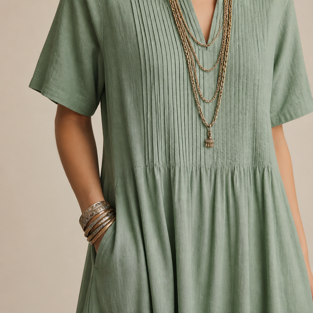 VexaLuxe Pleated Dress — Unleash Effortless Grace and All-Day Cool Confidence - Souliia