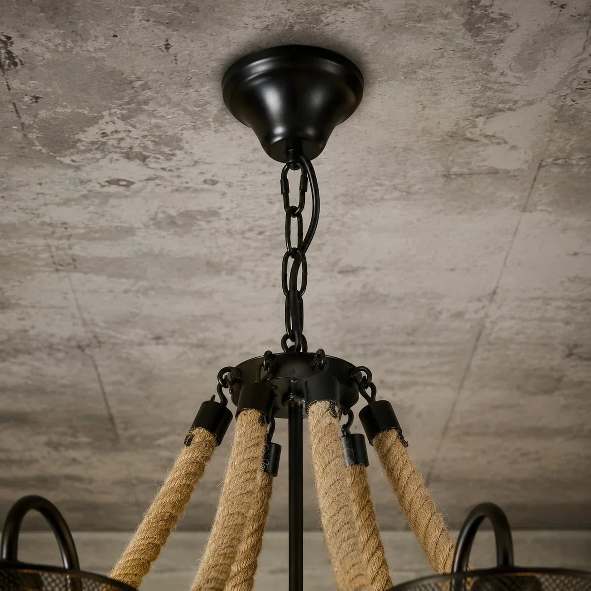 Rustic Farmhouse Rope Chandelier | Souliia