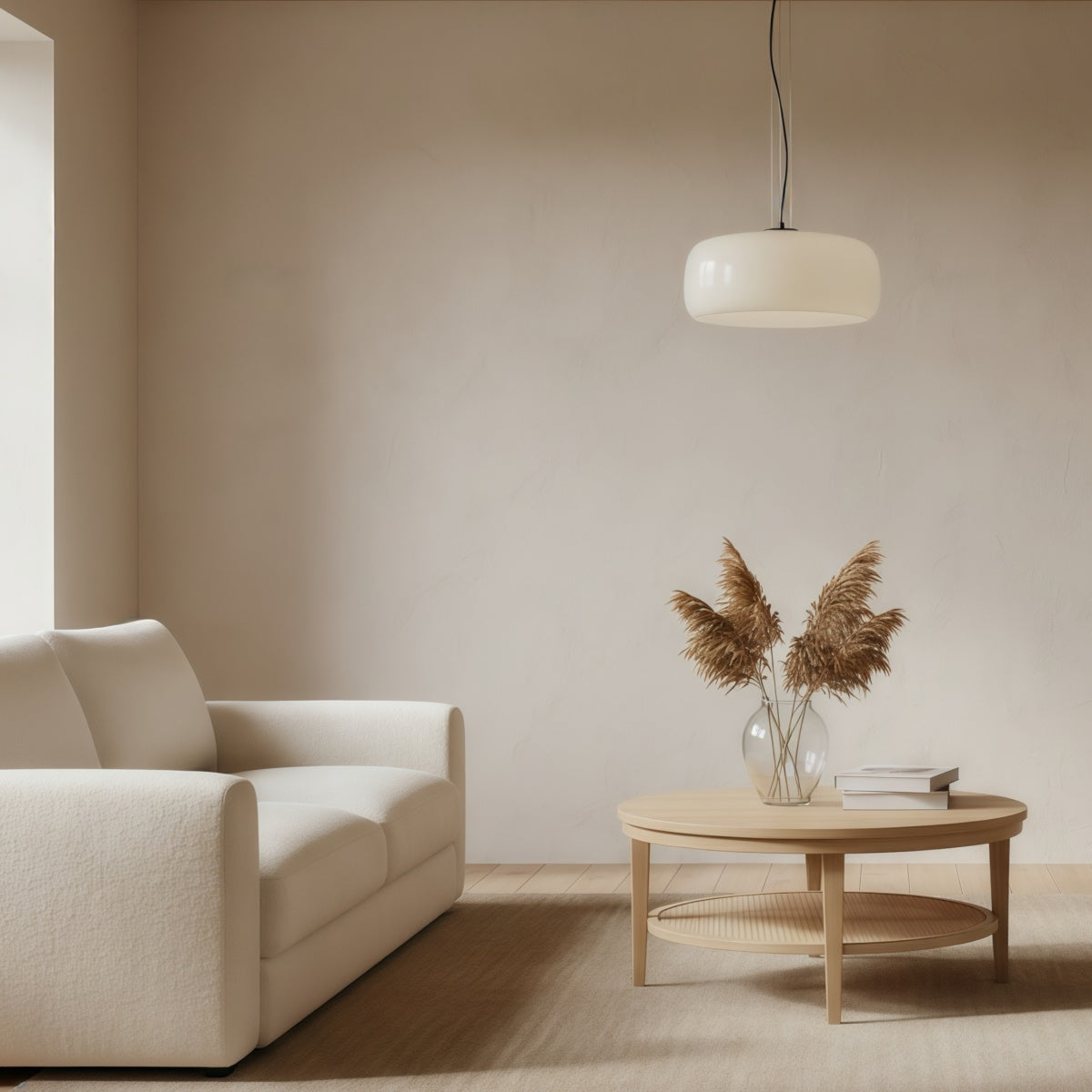 Lunorae Rounded Glass Pendant Lamp - Modern Sculptural Lighting for Living Room | Souliia