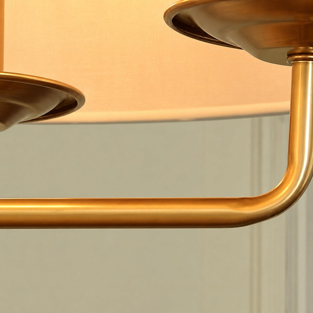 Tela Stoffschirm-Kronleuchter mit geschwungenem Arm-Design und Leinen-Schirmen - Metall Vintage-Stil für Esszimmer | Souliia
