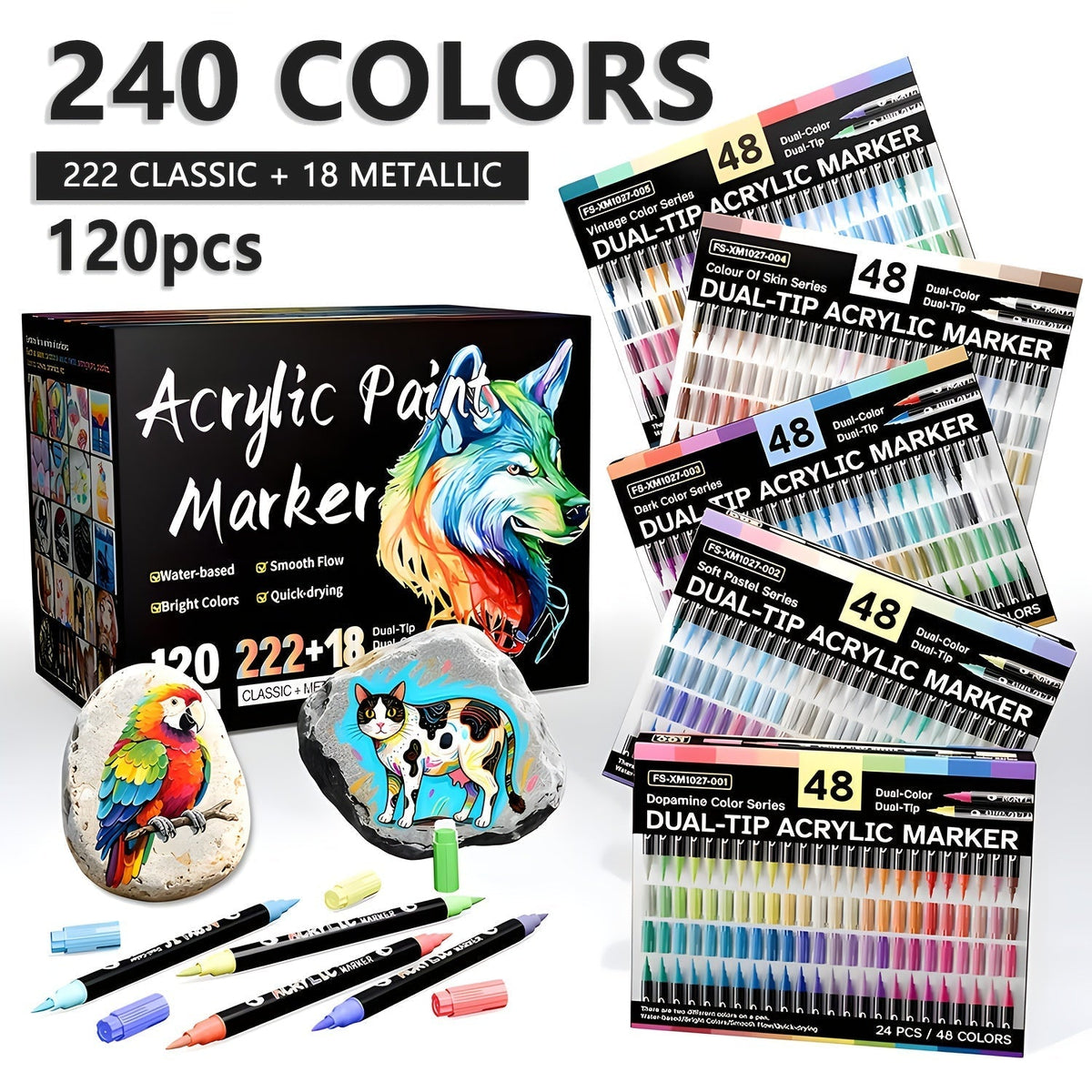 Set of 120 Acrylic Markers - Souliia