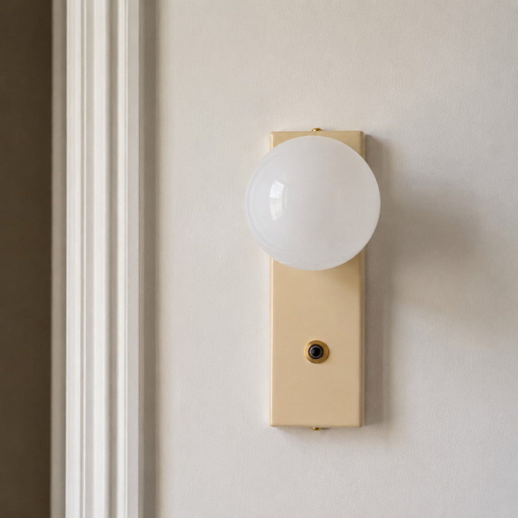 Retro Cream Glass Globe Wall Sconce for Bedrooms | Souliia