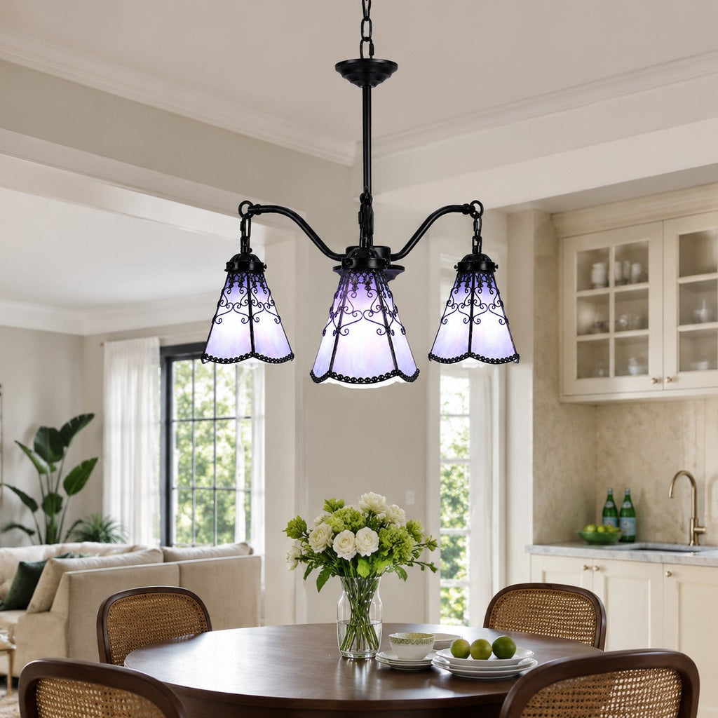 Tiffany-Style 3-Light Glass Pendant Chandelier | Souliia