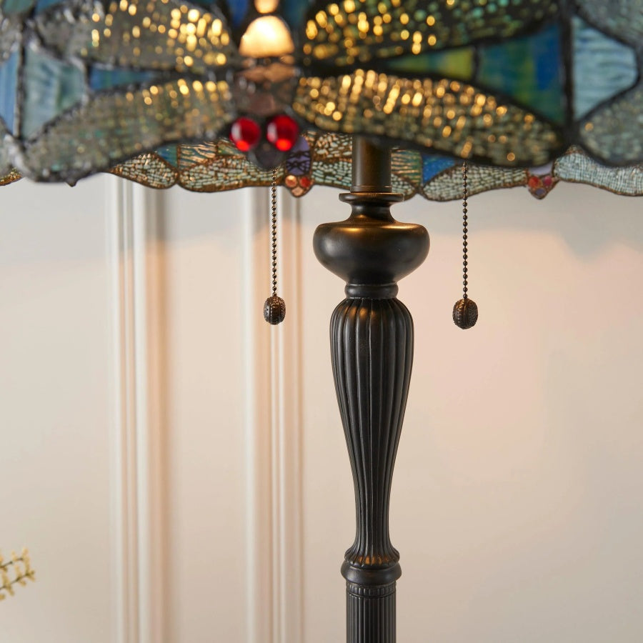 TiffStar Kunstglas Stehleuchte mit Ornamentmuster-Schirm – Stehlampe für Wohnzimmer | Souliia