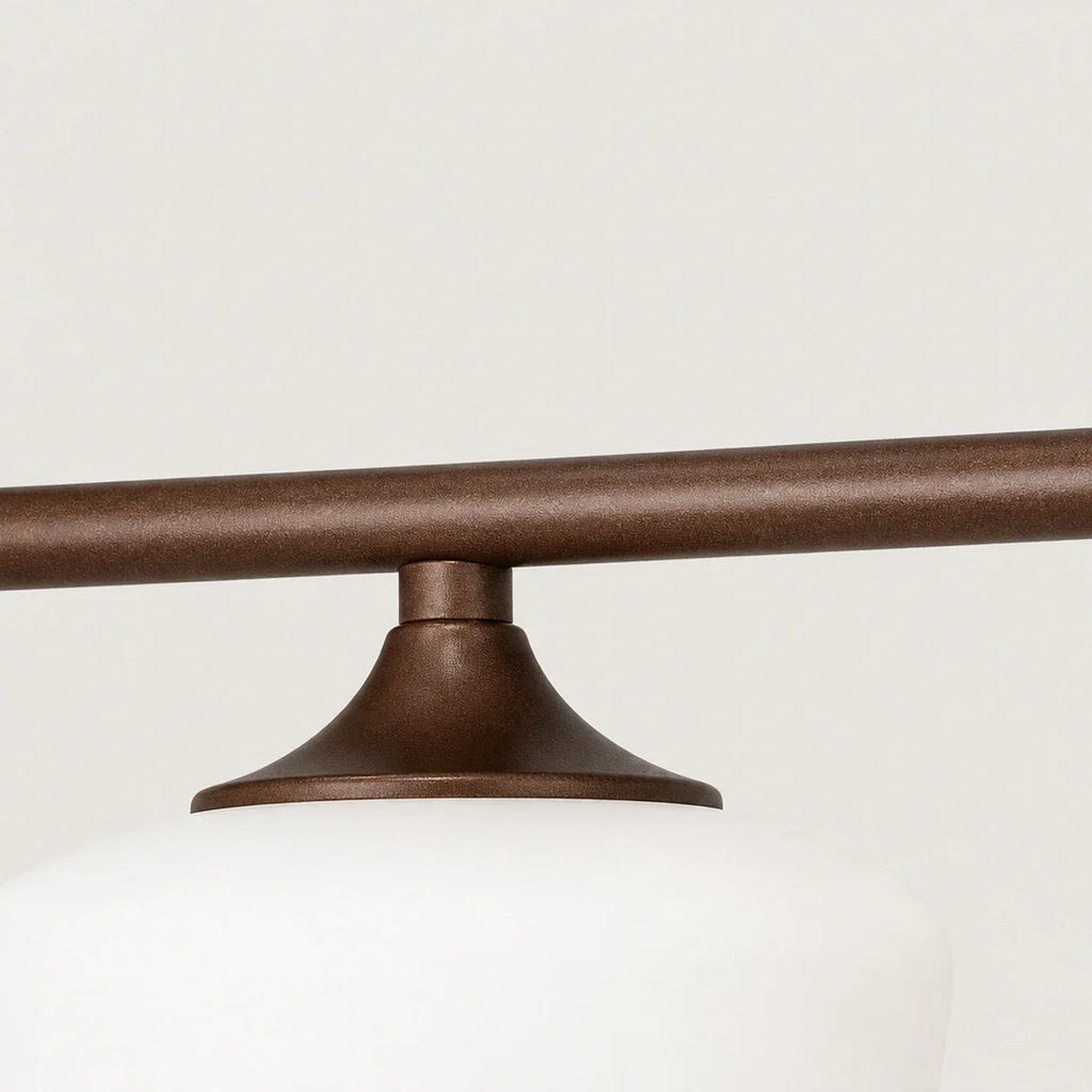 Strellux Linear Kronleuchter mit weißen Opalglas-Schirmen - Kaffee-Brauner rustikaler Stil für Esszimmer | Souliia