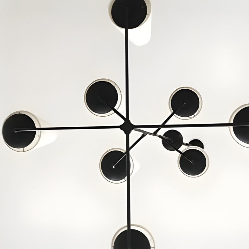 Rowan Tiered vertical Multi-Head Chandelier - Modern Metal and Fabric for Living Rooms and Foyer | Souliia