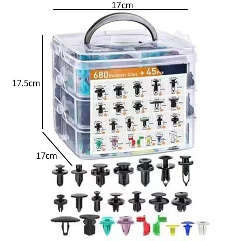 Set of 680 Automotive Fastening Clips - Souliia