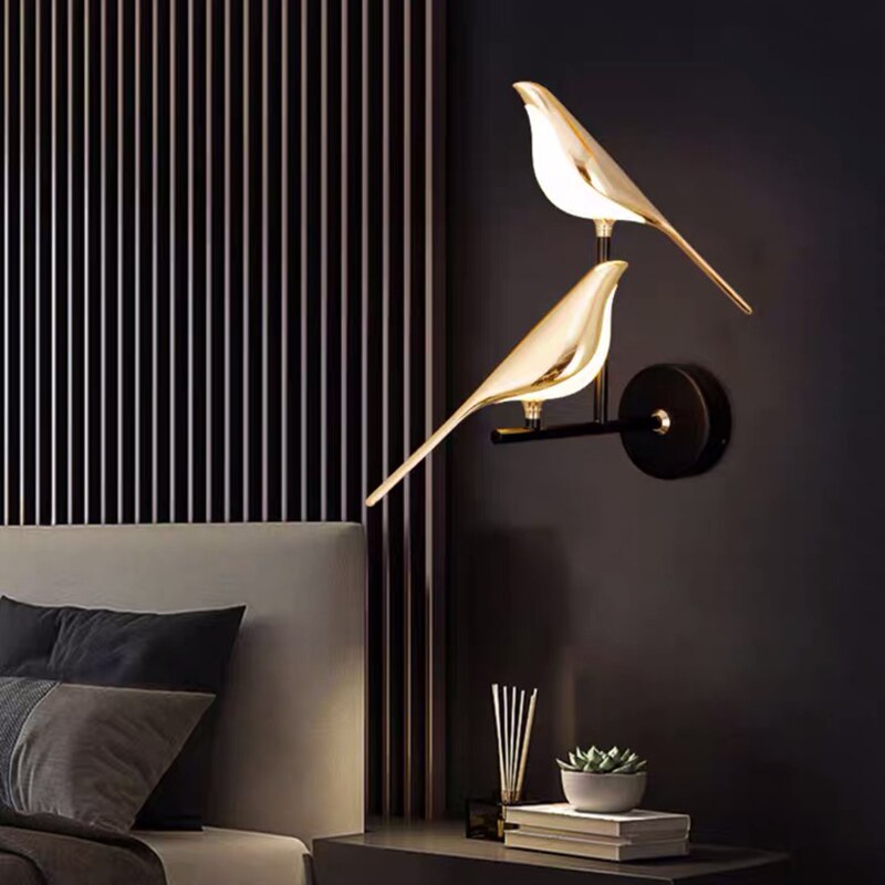 Pawdia Bird Wall Sconce - Metal Acrylic Modern LED Wall Lamp for Bedroom and Hallway | Souliia