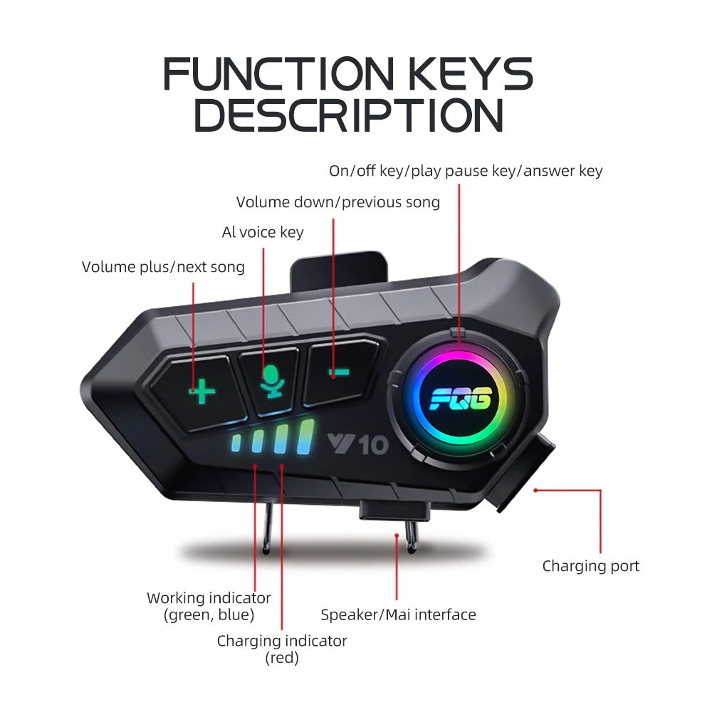 Bluetooth-headset til motorcykelhjelm — Musik, opkald og GPS