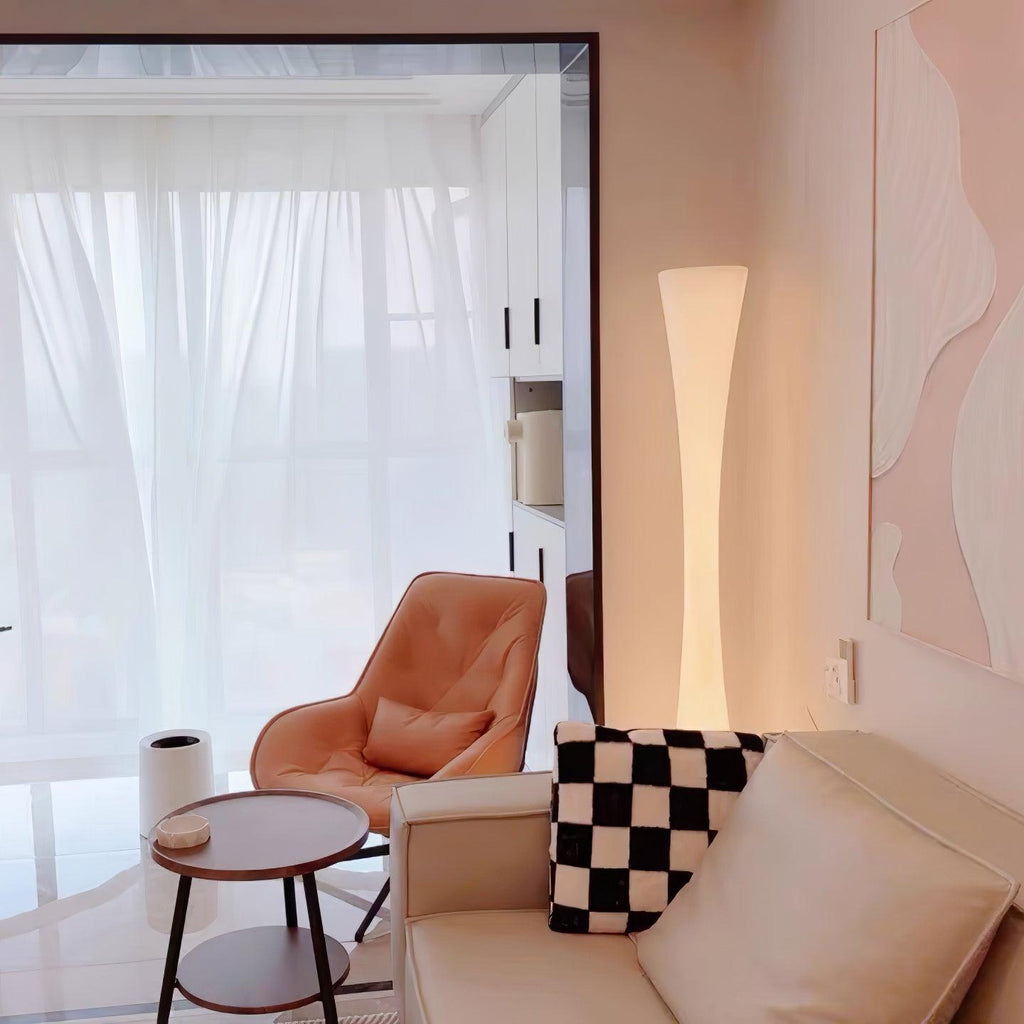 Romantic Simple White Column Floor Lamp M27 | Souliia