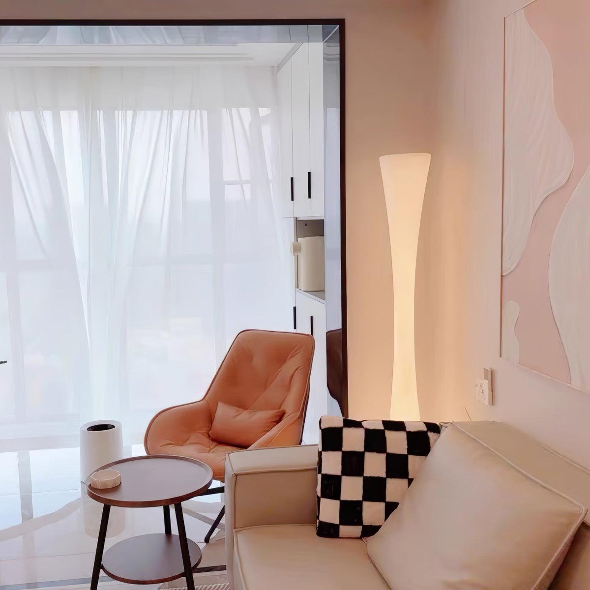 Romantic Simple White Column Floor Lamp M27 | Souliia
