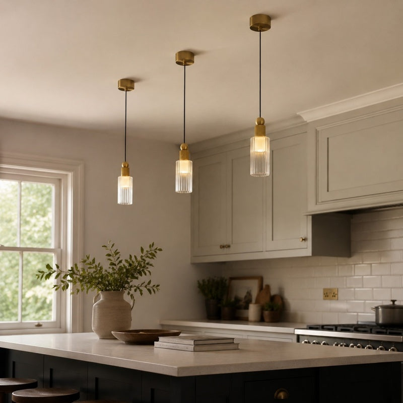 Ribbed Glass Mini LED Pendant Light | Souliia