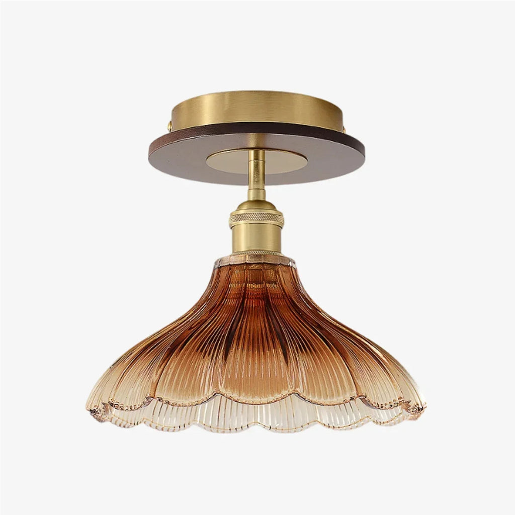 Ribbed Glass Semi Flush Mount Ceiling Light | Souliia