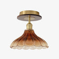 Ribbed Glass Semi Flush Mount Ceiling Light | Souliia