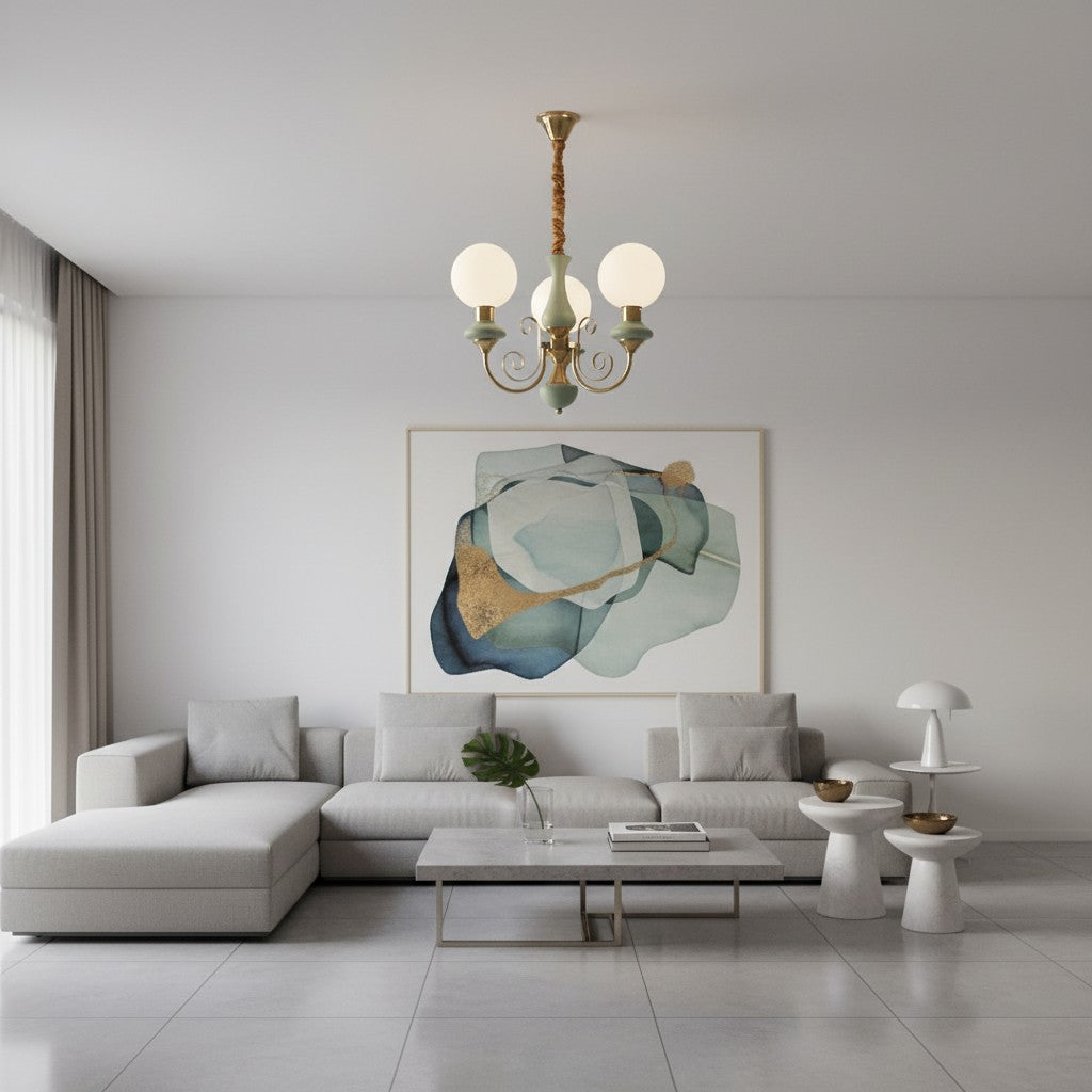 Radiara Modern Luxury Stone Sphere Chandelier Sculptural Layered Design for Living Room and Foyer | Souliia