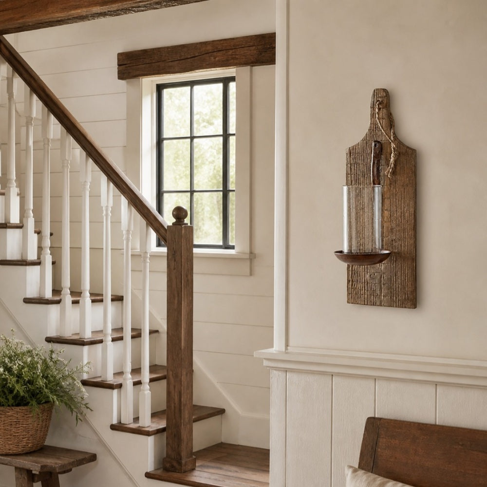 Rustic Farmhouse Wooden Wall Sconce | Souliia
