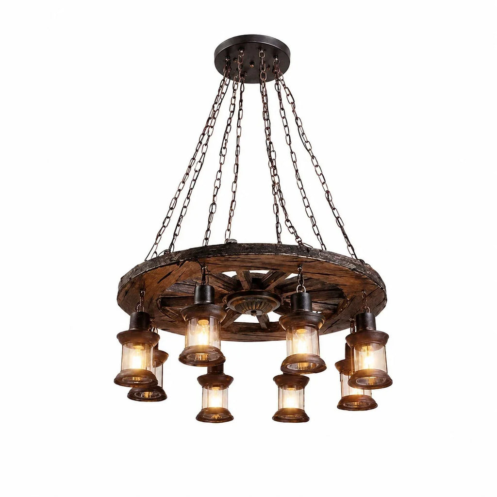Rustic Industrial Solid Wood Pendant Light Collection | Souliia