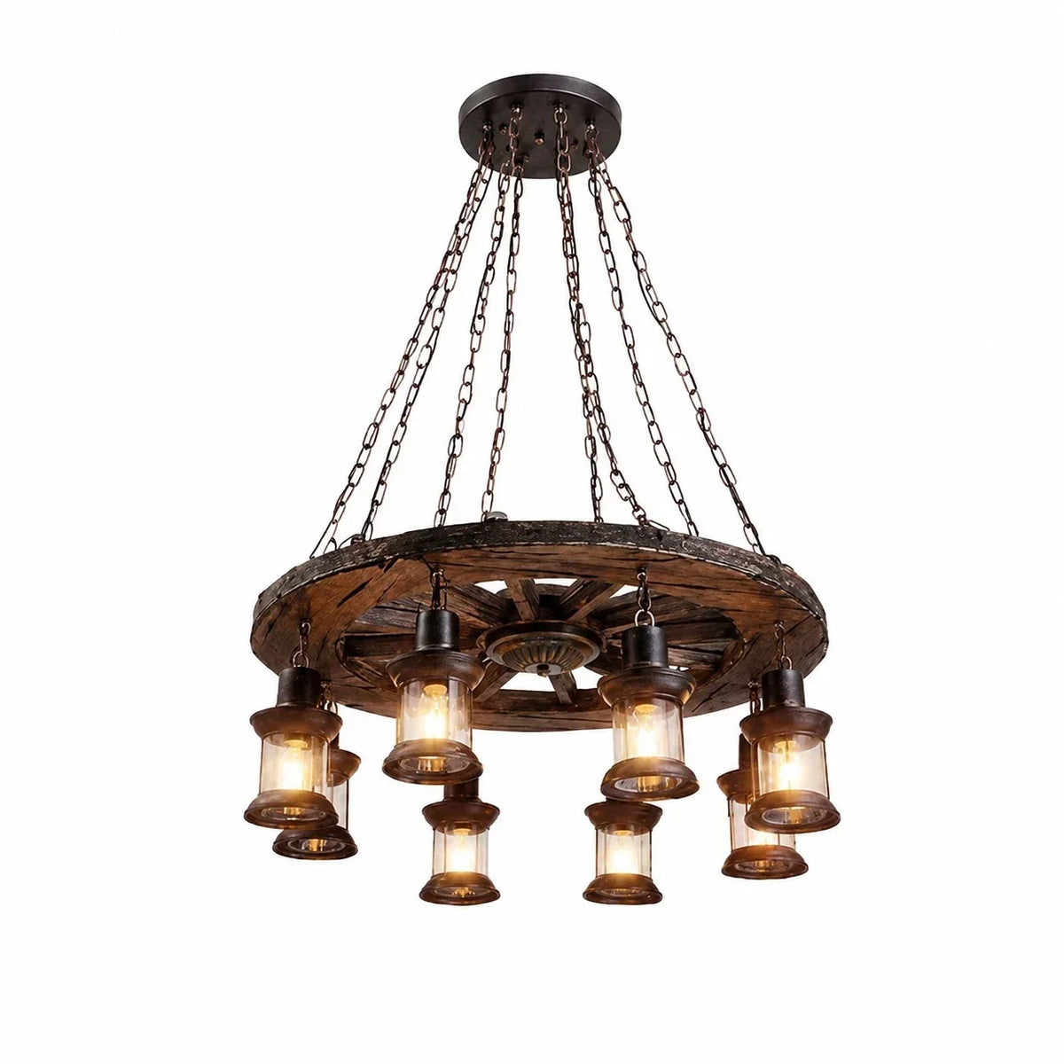 Rustic Industrial Solid Wood Pendant Light Collection | Souliia