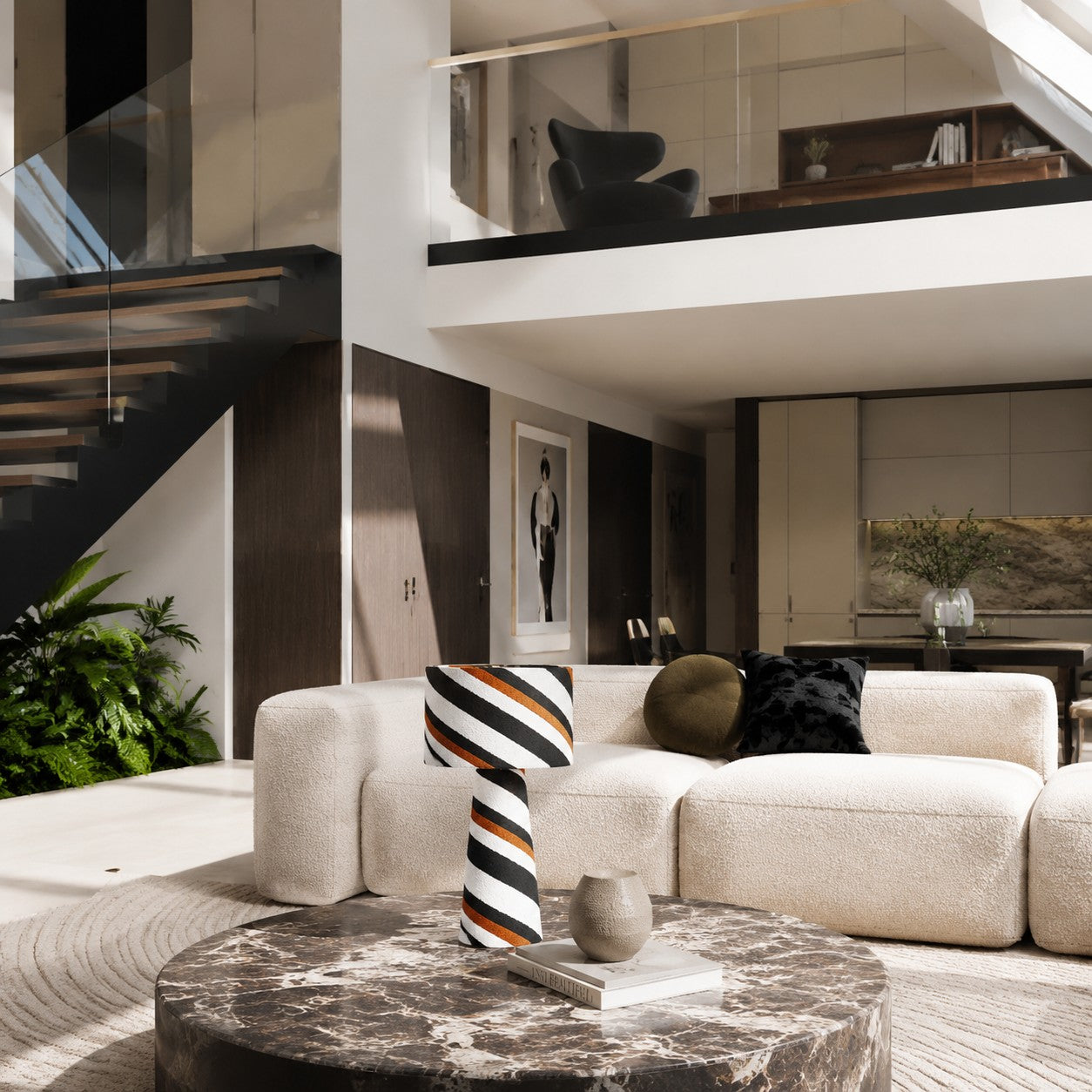 Striped Fabric Table Lamp | Souliia