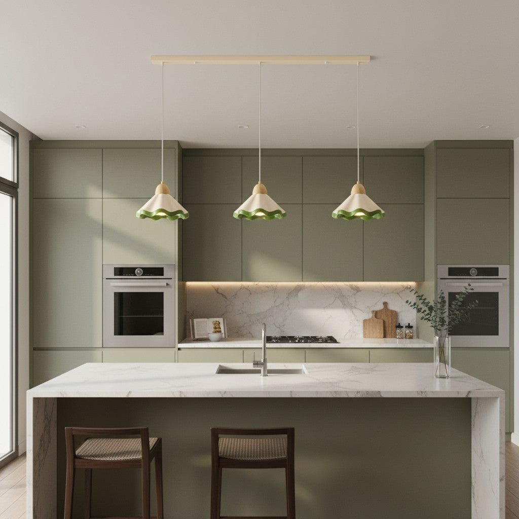 Resinova Wave-shaped Pendant Light - Modern Metallic Resin for Dining Rooms and kitchens | Souliia
