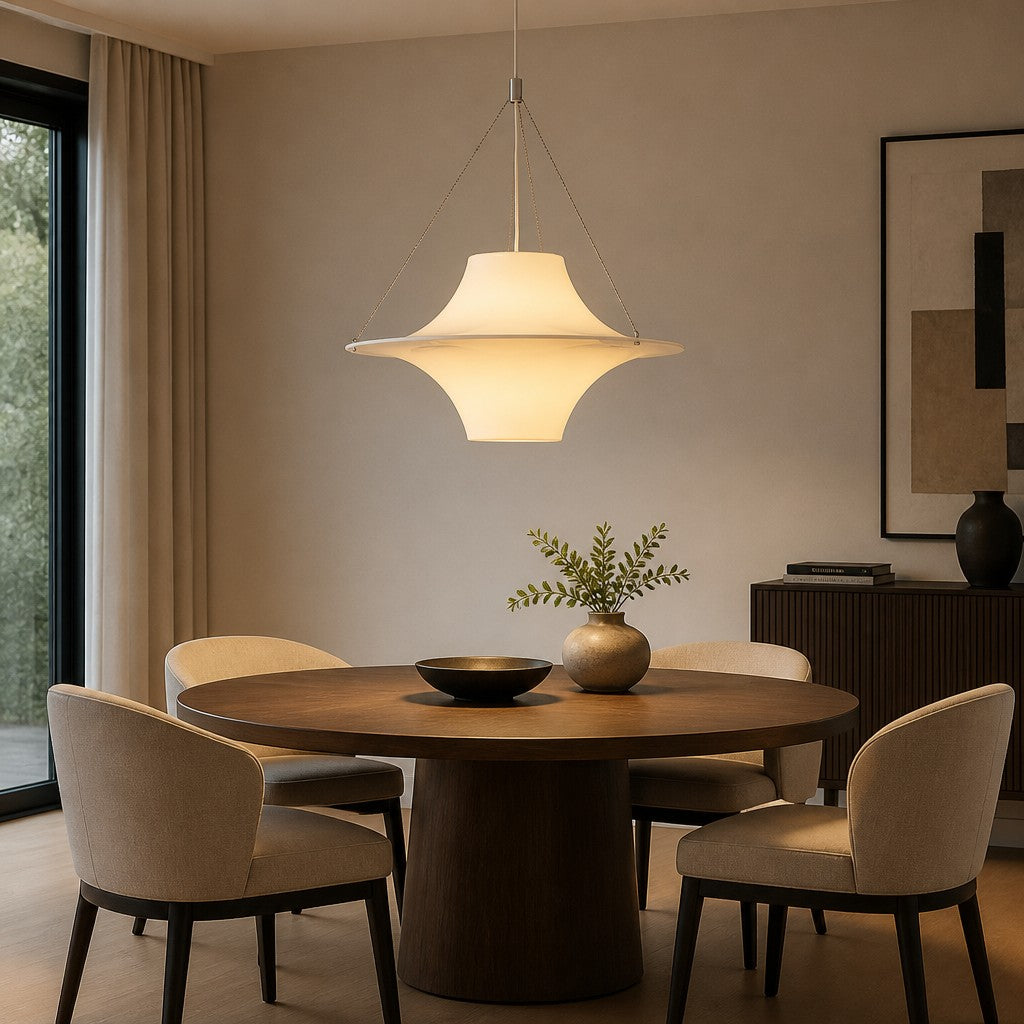 Saebery UFO Pendant Light - White Metal and Acrylic Saucer Pendant Lamp for Bedroom and Dining Room | Souliia