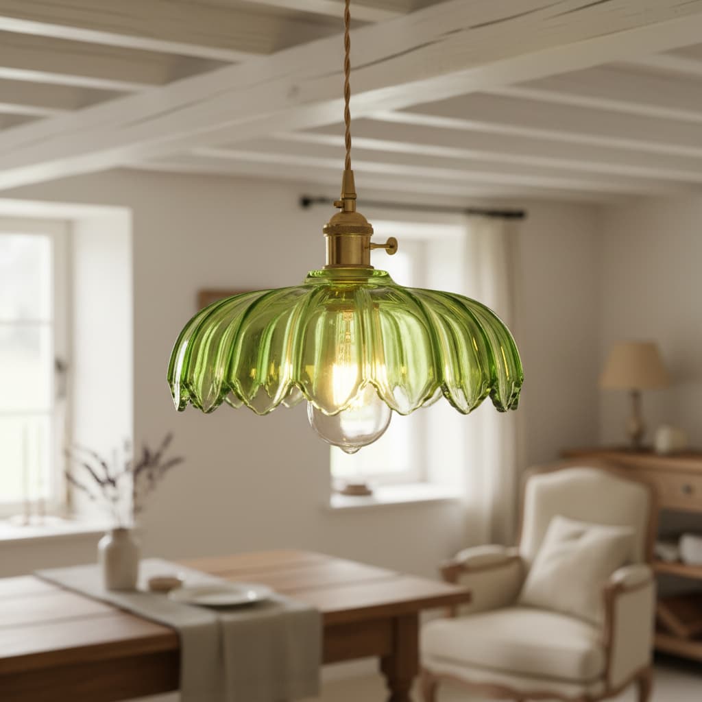 Petalbloom Rustikale Tulpen-Glas-Pendelleuchte – Hängelampe im floralen Knospendesign für den Essbereich N58 | Souliia