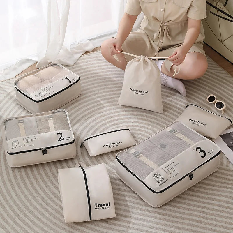 防水性7点セットの旅行用荷物整理バッグ - Souliia