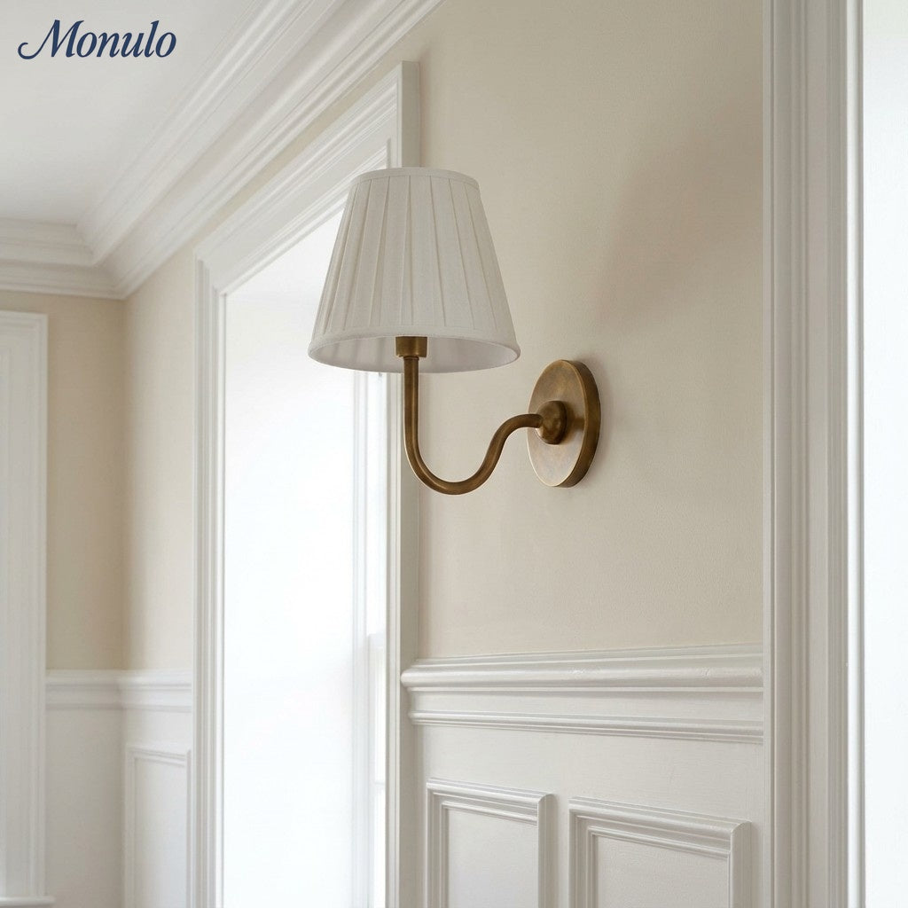 Luvora Fabric Shade Wall Sconce with Drum Shade - Classic Pleated Sconce Light | Souliia