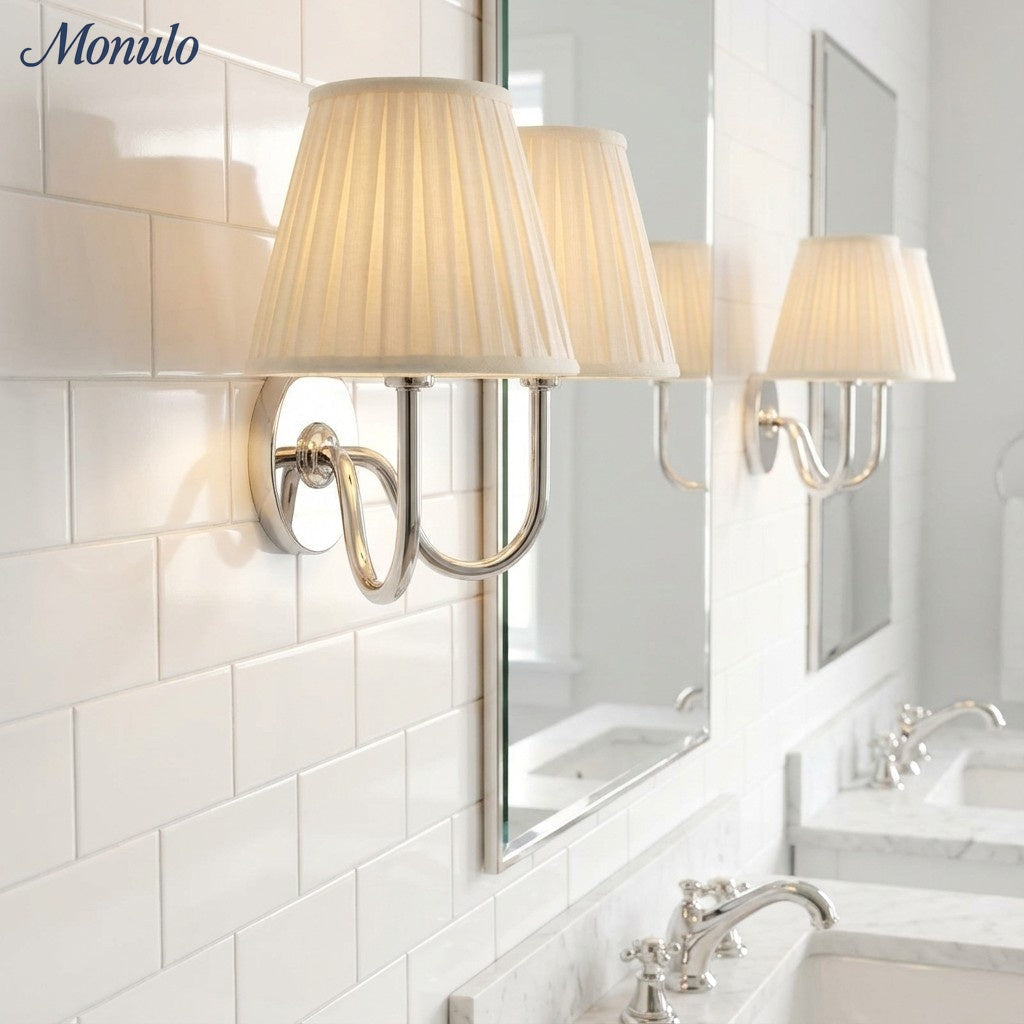 Luvora Fabric Shade Wall Sconce with Drum Shade - Classic Pleated Sconce Light | Souliia