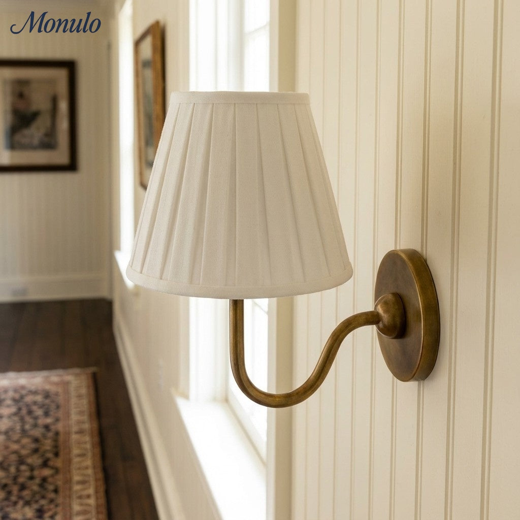 Luvora Fabric Shade Wall Sconce with Drum Shade - Classic Pleated Sconce Light | Souliia