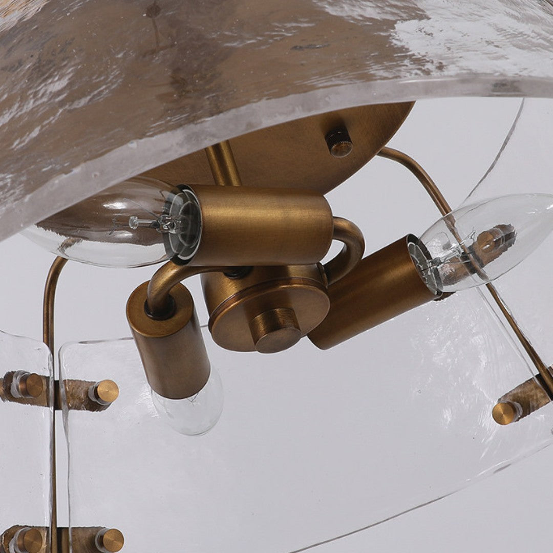 Rustic Industrial Clear Glass Semi Flush Ceiling Light for Kitchen and Living Room | Souliia